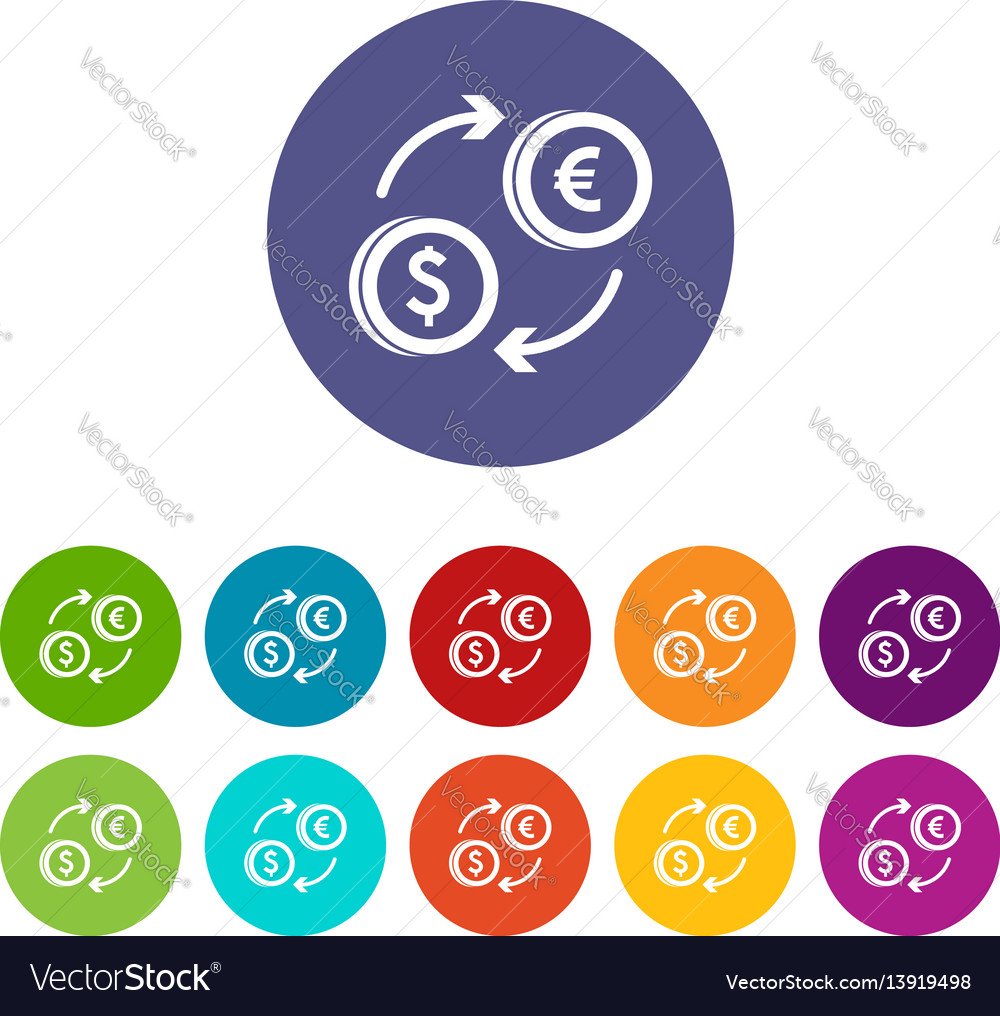 Euro dollar exchange set icons Royalty Free Vector Image