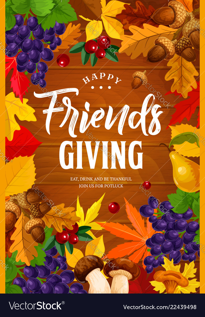 Friendsgiving day holiday dinner party Royalty Free Vector