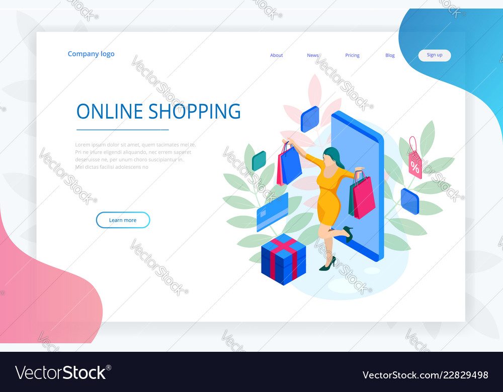 Landing Page Template Of Shopping Online Concept Vector Image