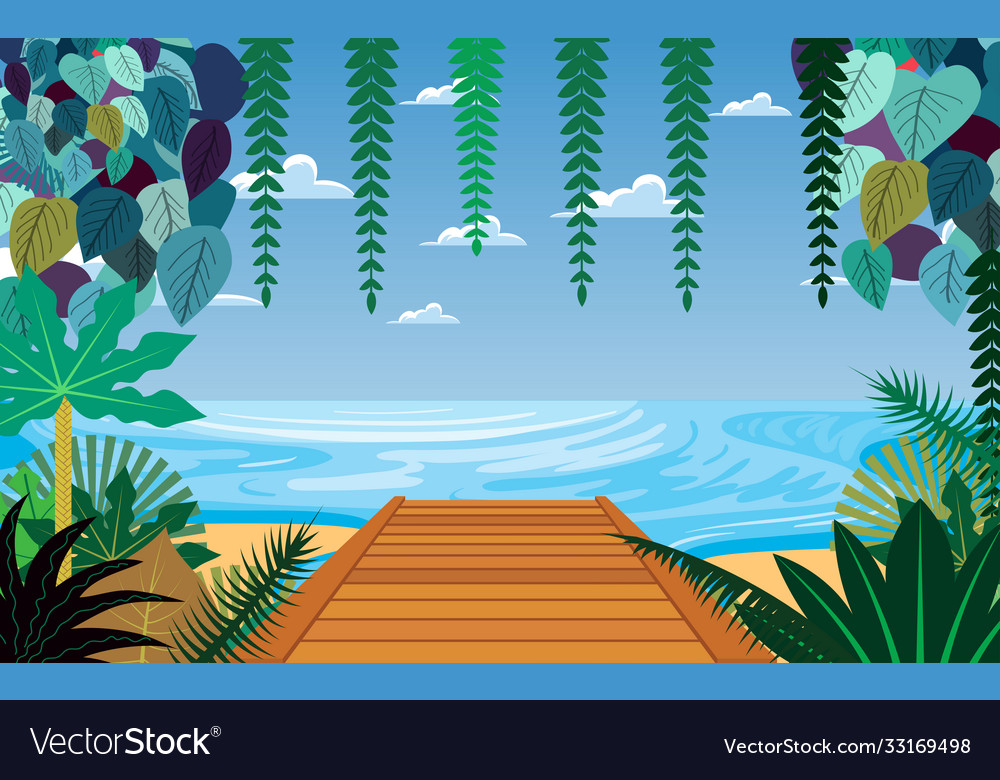 Landscape wooden bridge on beach in day tim