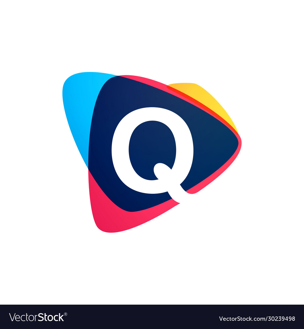 Letter q logo in dynamic triangle intersection vector image Letter q logo in dynamic triangle intersection