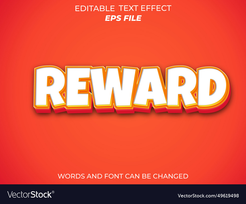 Reward text effect font editable typography 3d
