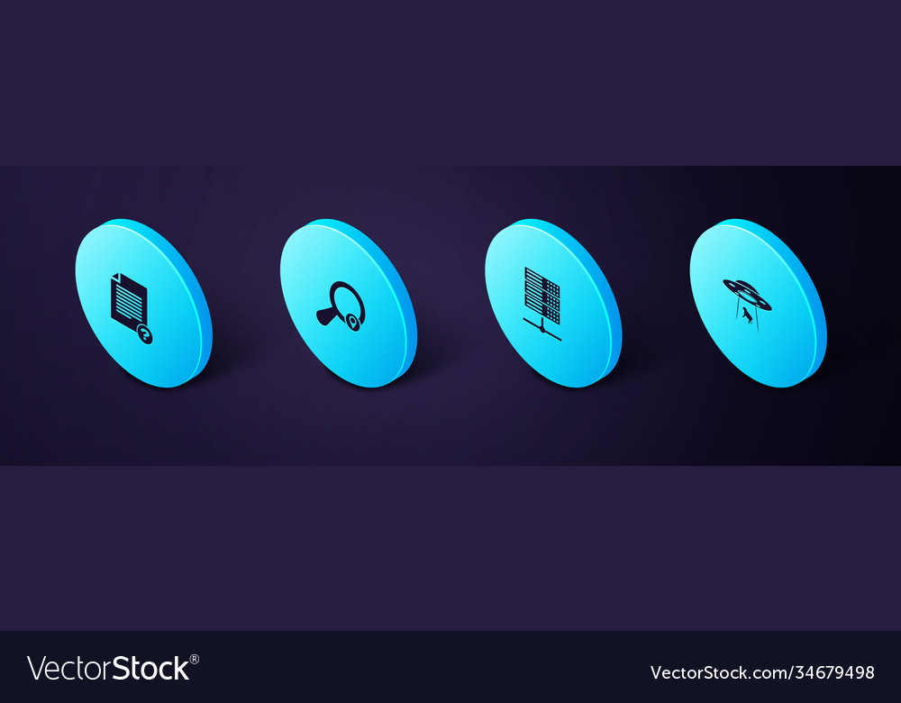 Set isometric ufo abducts cow server data web vector image Set isometric ufo abducts cow server data web