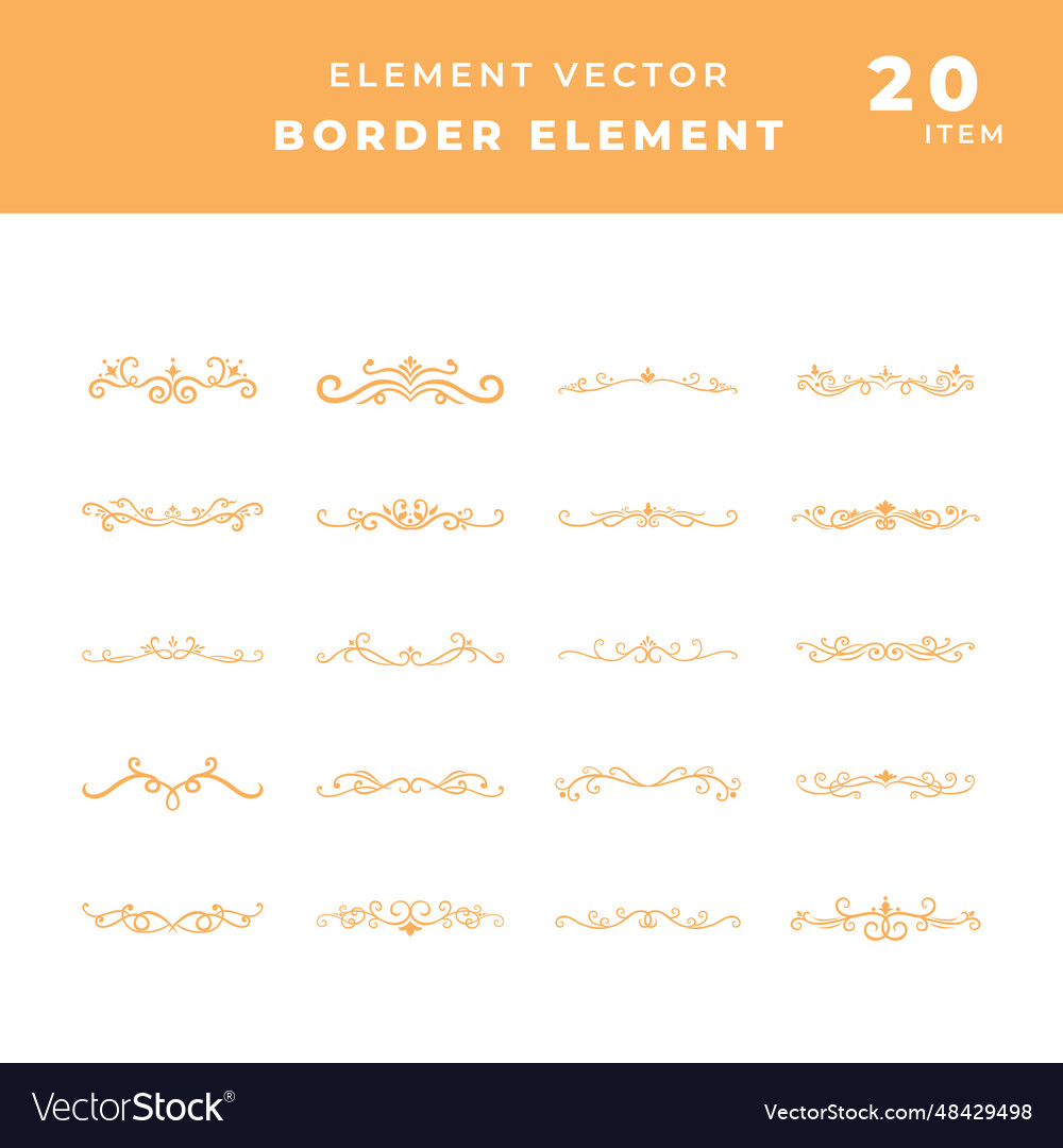 Set or collection of border horizontal line vector image Set or collection of border horizontal line