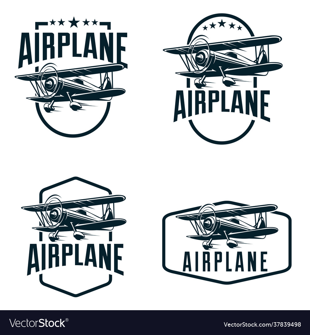 Vintage air plane logo template Royalty Free Vector Image