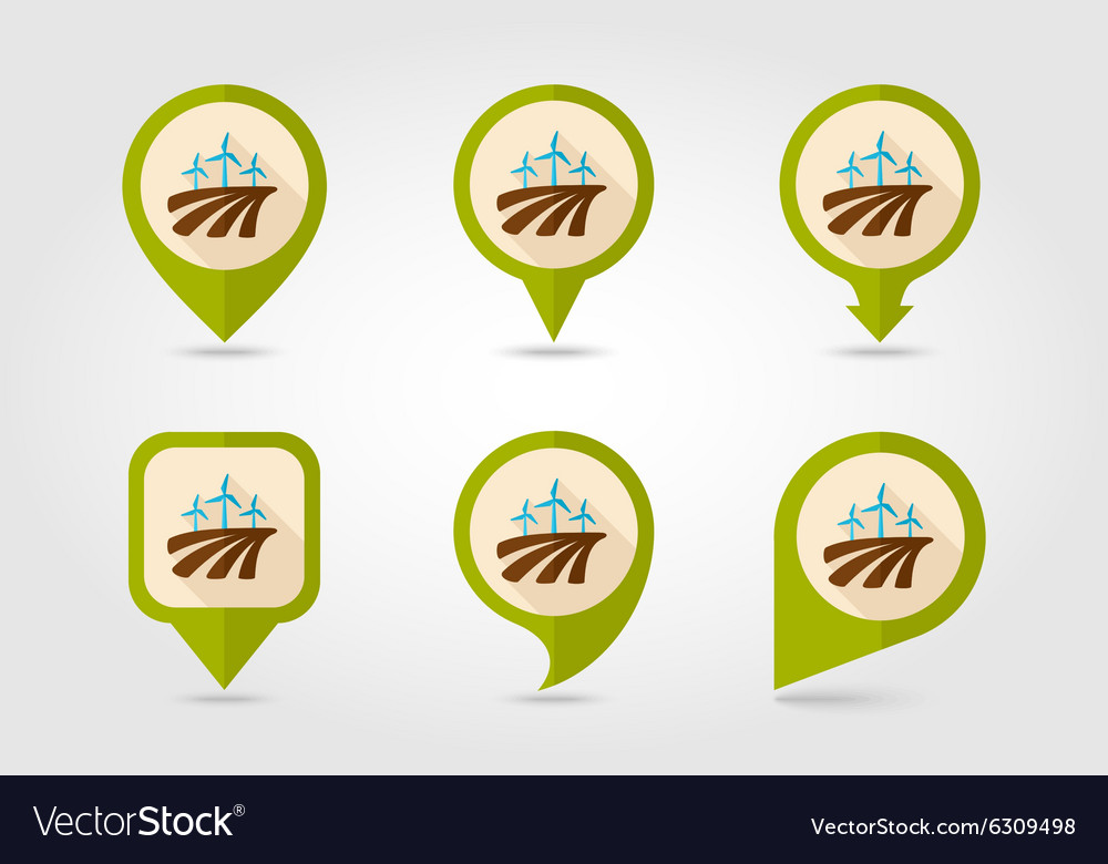 Windmill field flat mapping pin icon