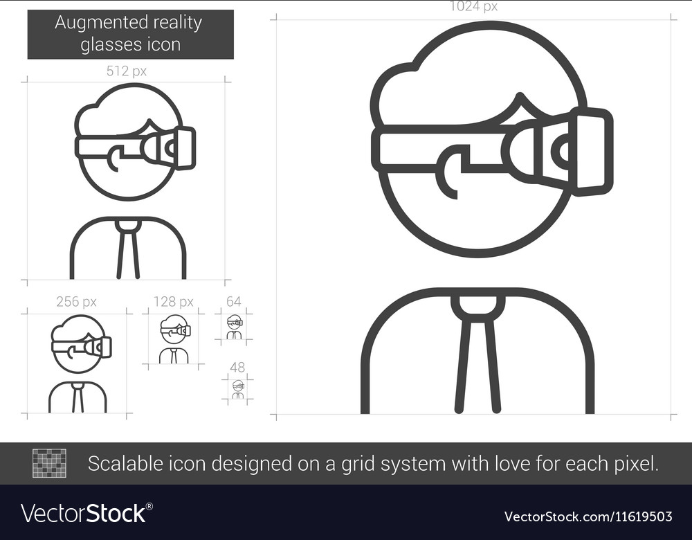 Augmented reality glasses line icon