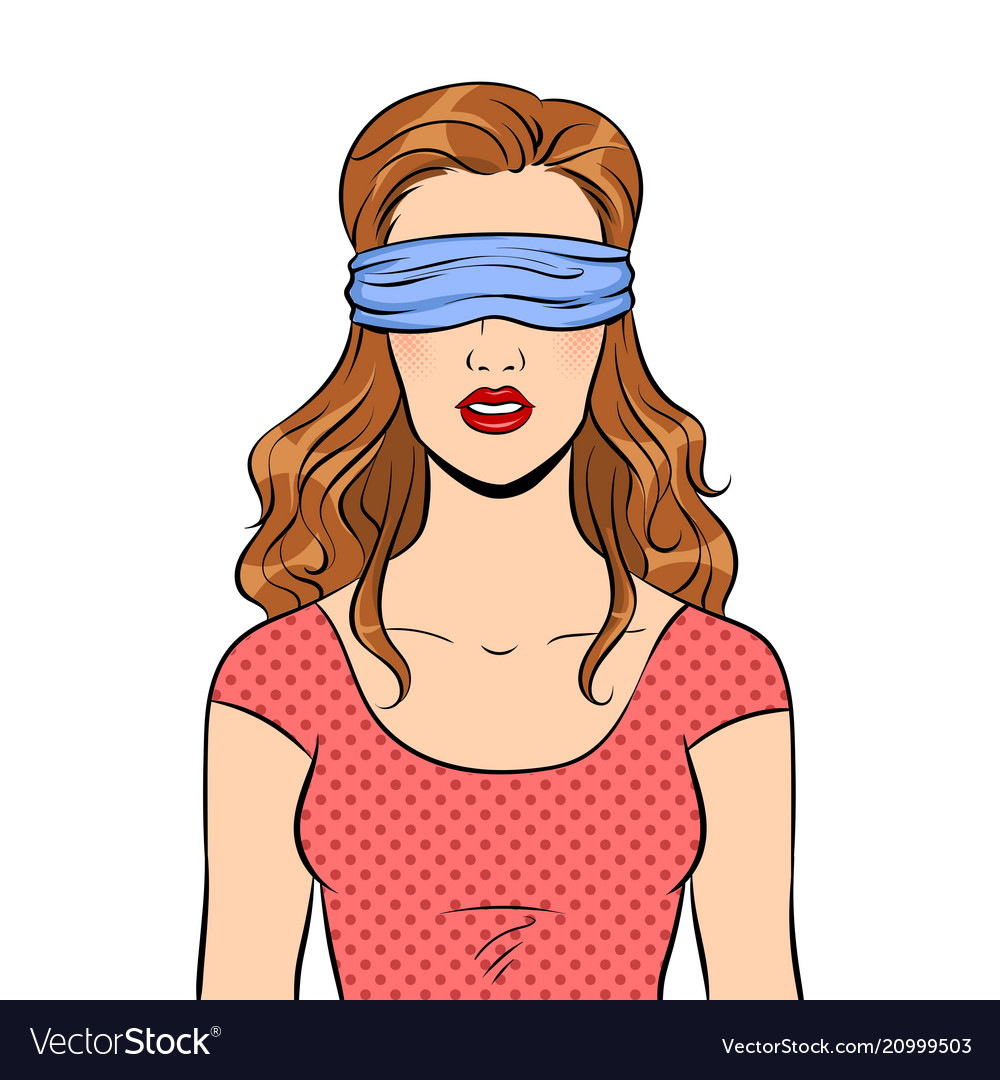 Stock Illustration - Blindfolded person trying to write