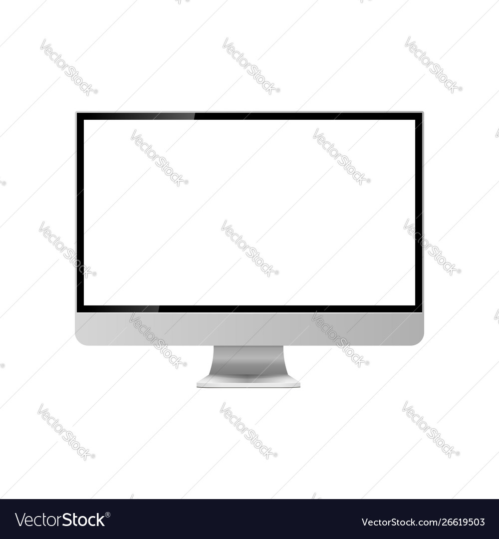 Computer monitor with blank white screen isolated vector image Computer monitor with blank white screen isolated