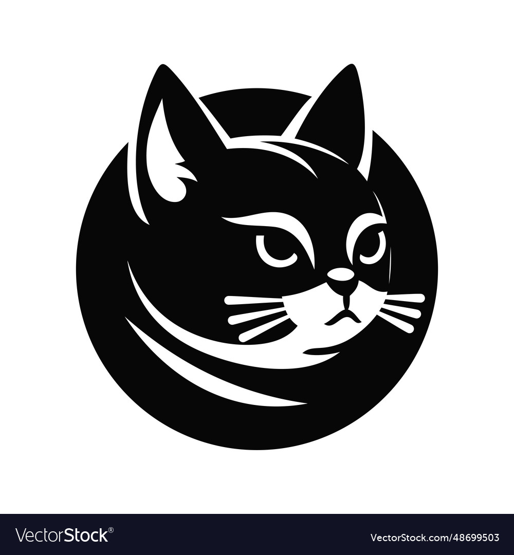 Cute cat head creative logo design kawaii kitty Vector Image