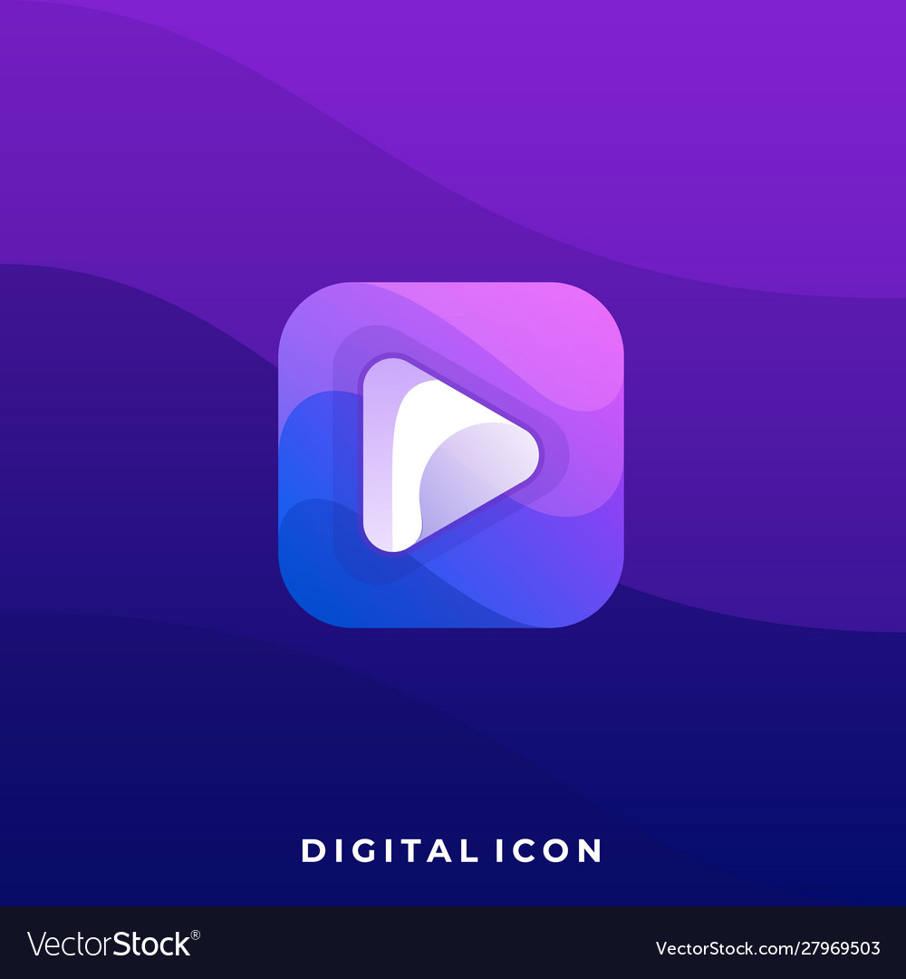 Digital icon play colorful design template