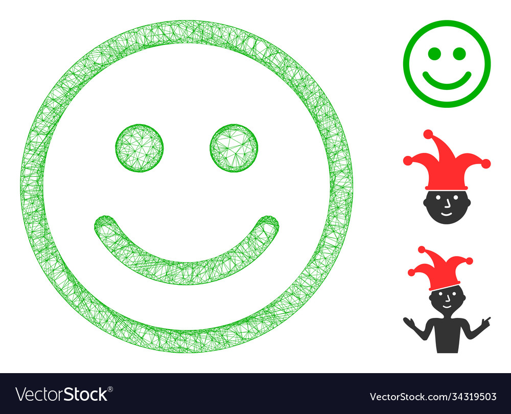 Glad smiley polygonal web mesh vector image Glad smiley polygonal web mesh
