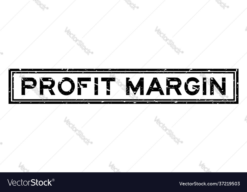 Grunge black profit margin word square rubber