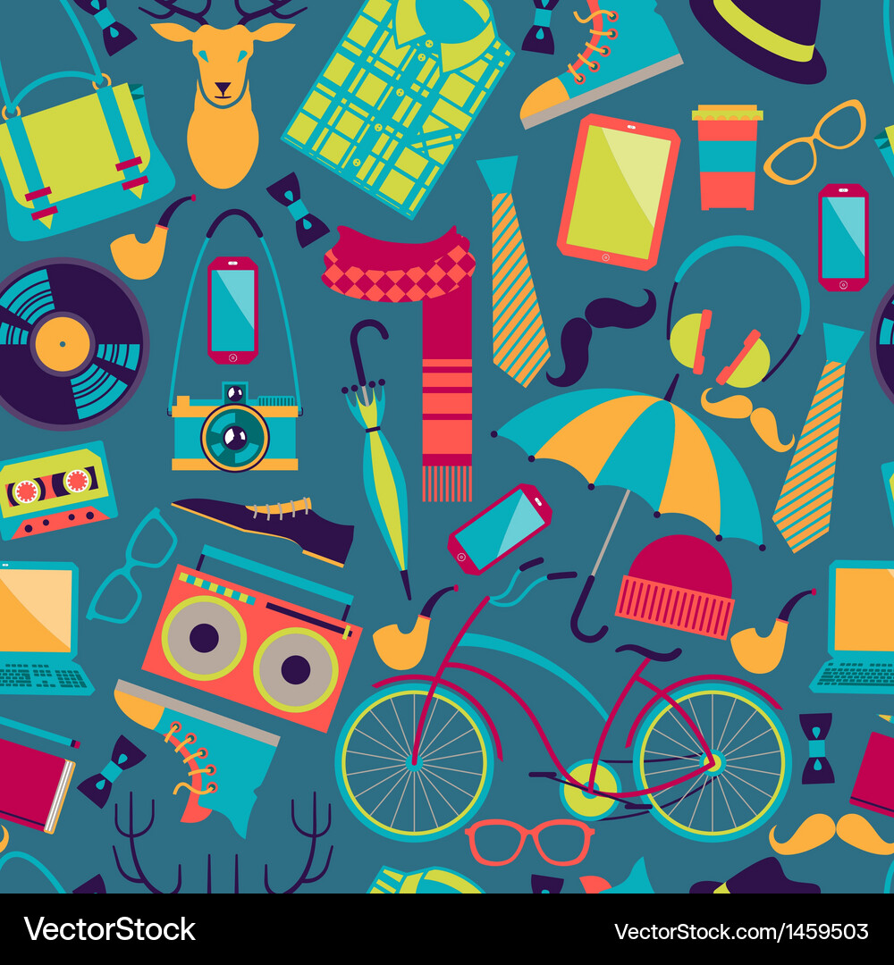 Hipster style seamless pattern Royalty Free Vector Image