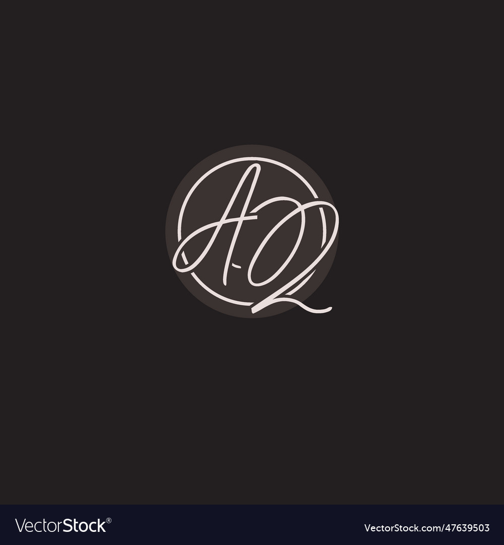 Initials aq logo monogram with simple circle line