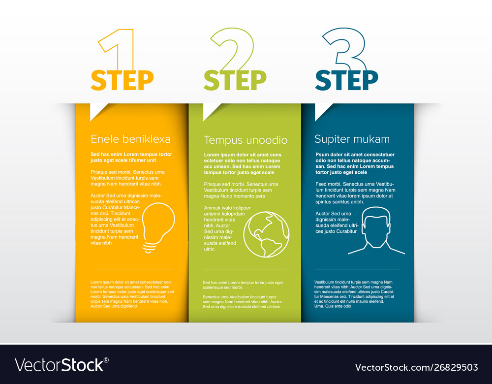 Instrucions table with three steps template