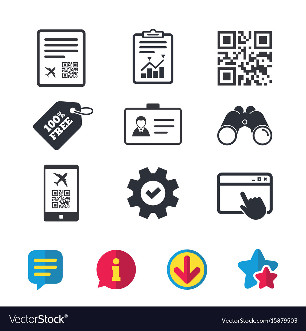Qr scan code icon boarding pass flight sign
