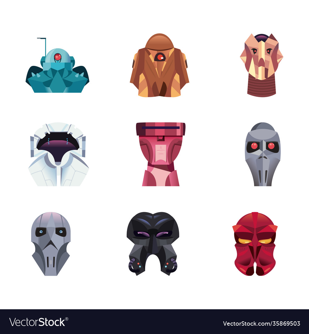 Robots cartoons icon set design vector image Robots cartoons icon set design