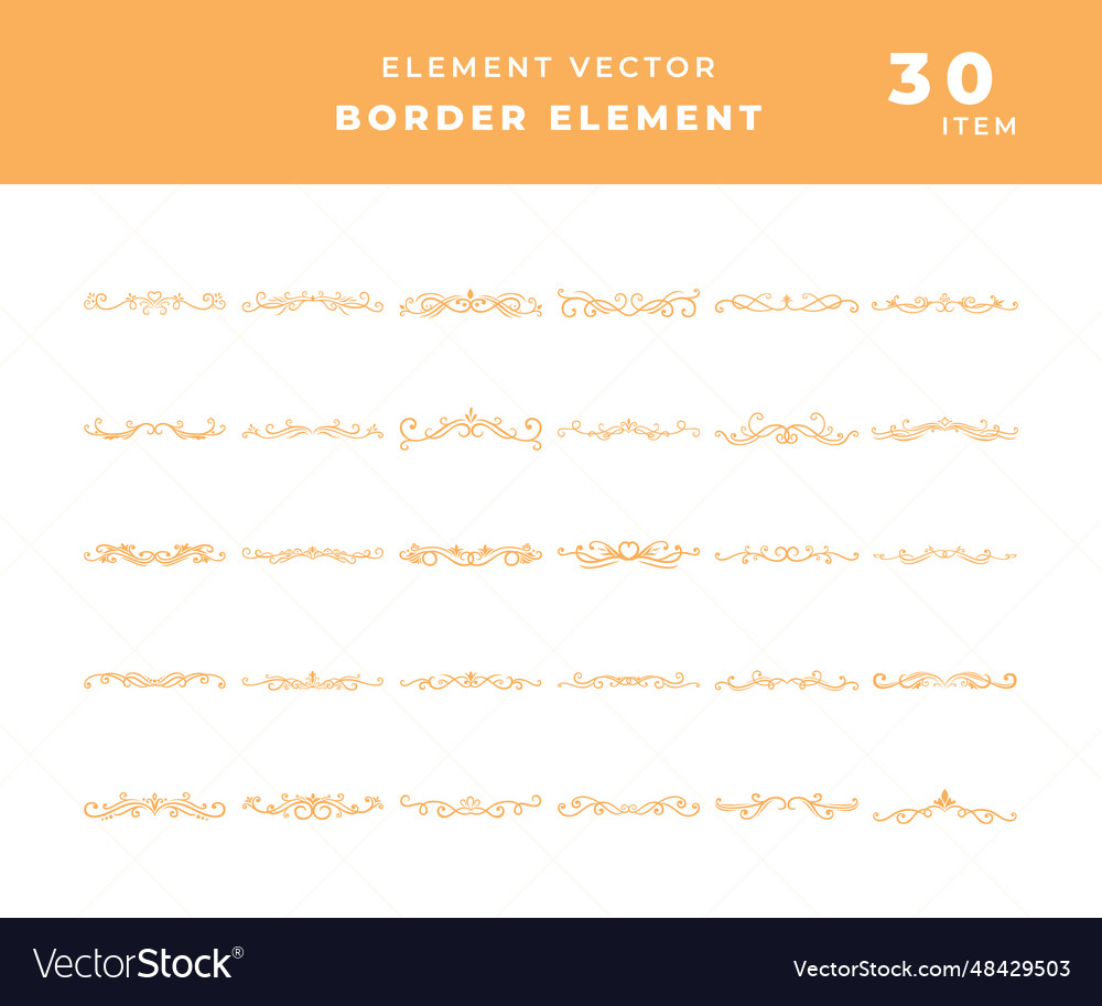 Set or collection of border horizontal line