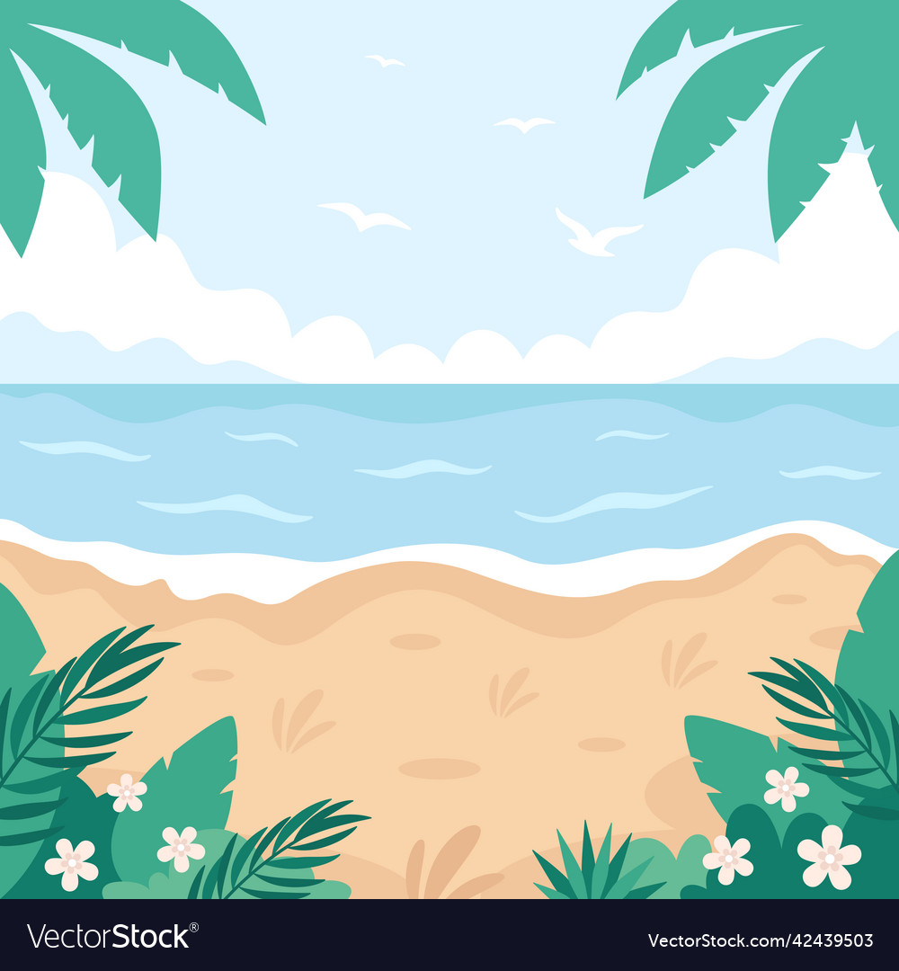 Tropical beach landscape hello summer summer Vector Image