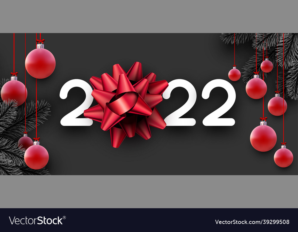 2022 sign with beautiful red christmas balls Vector Image