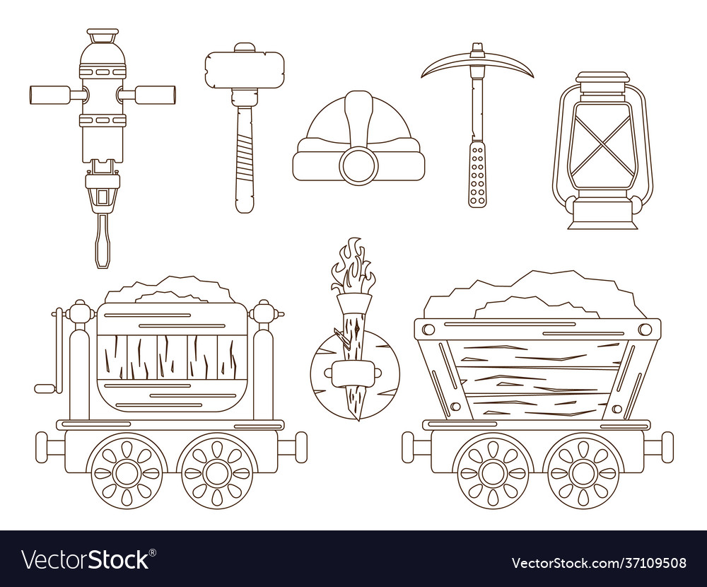 A set with mining tools for extraction vector image A set with mining tools for extraction