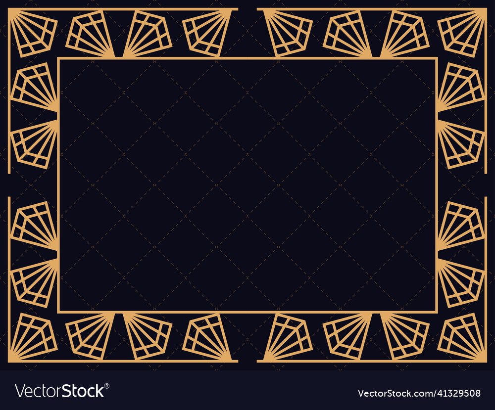 Art deco frame vintage linear border design Vector Image