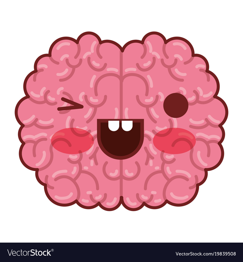 Brain character with eye wink expression
