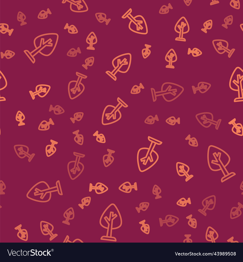Brown line tree icon isolated seamless pattern Vector Image Brown line tree icon isolated seamless pattern