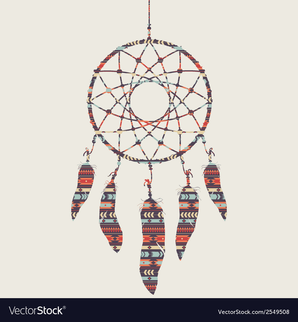 Colorful of dream catcher with ethnic patter Vector Image