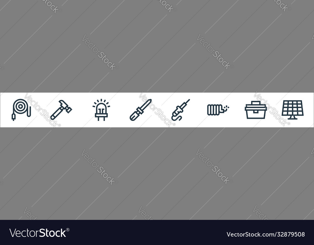 Electrician tools and line icons linear set Vector Image Electrician tools and line icons linear set