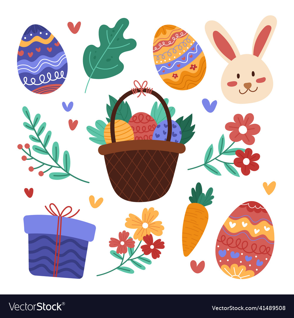 Hand drawn easter cliparts collection Royalty Free Vector