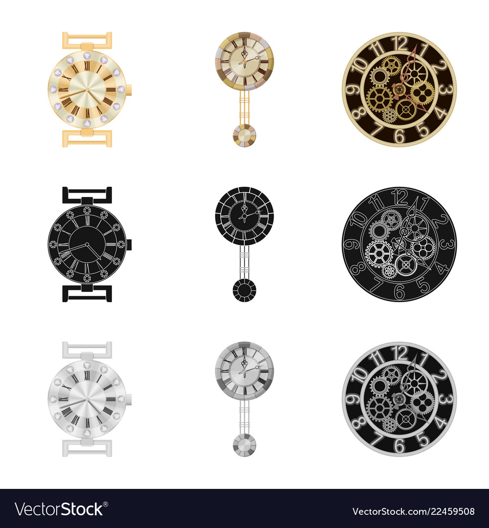 Isolated object of clock and time logo set vector image Isolated object of clock and time logo set