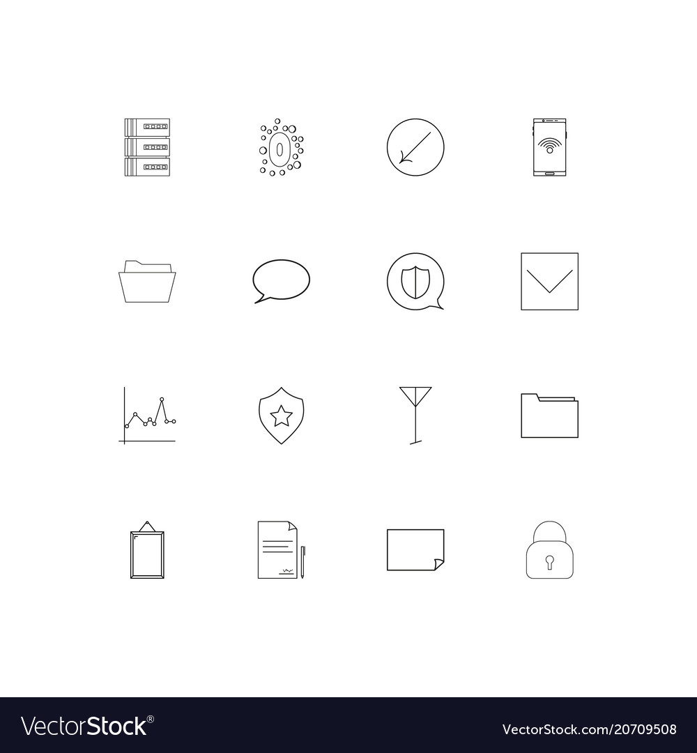 Network and database simple linear icons set