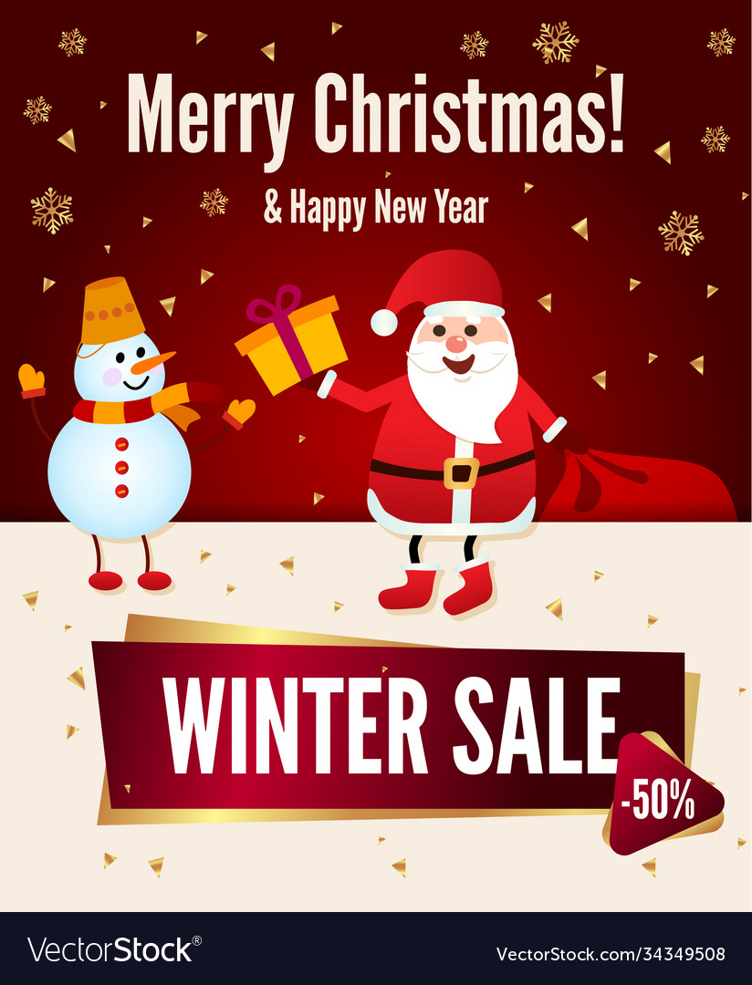 Poster merry christmas sale up to 50 off santa vector image Poster merry christmas sale up to 50 off santa