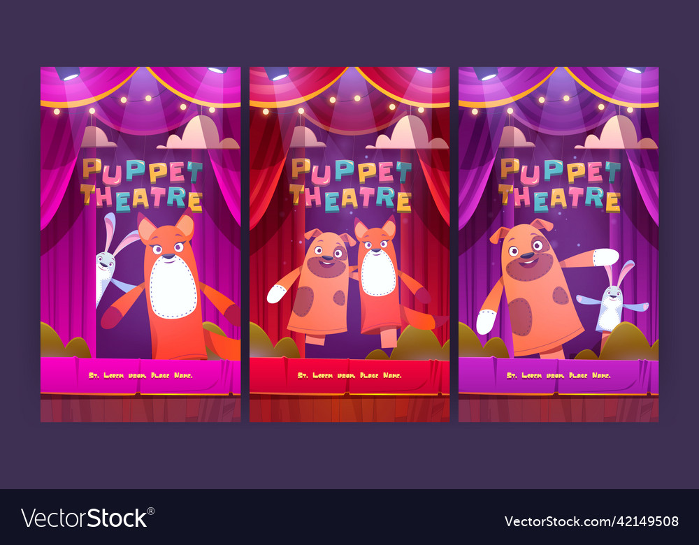 Puppet theatre show for kids Royalty Free Vector