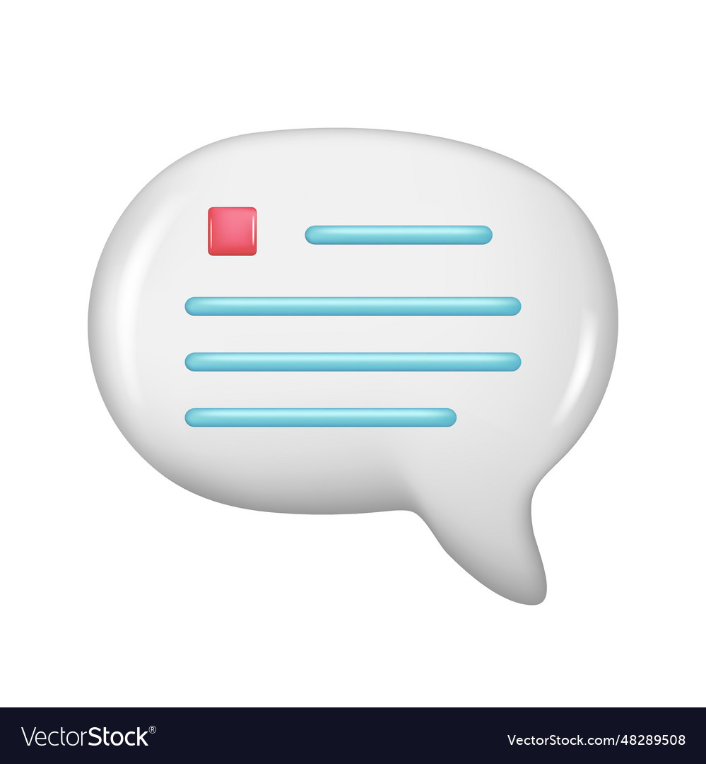 Realistic 3d white speech bubble message button