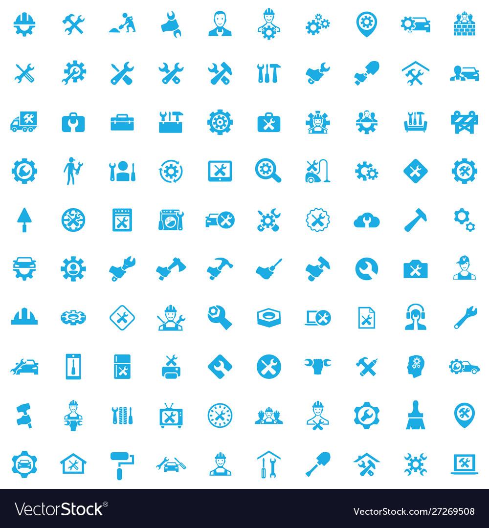Repair 100 icons universal set for web and ui