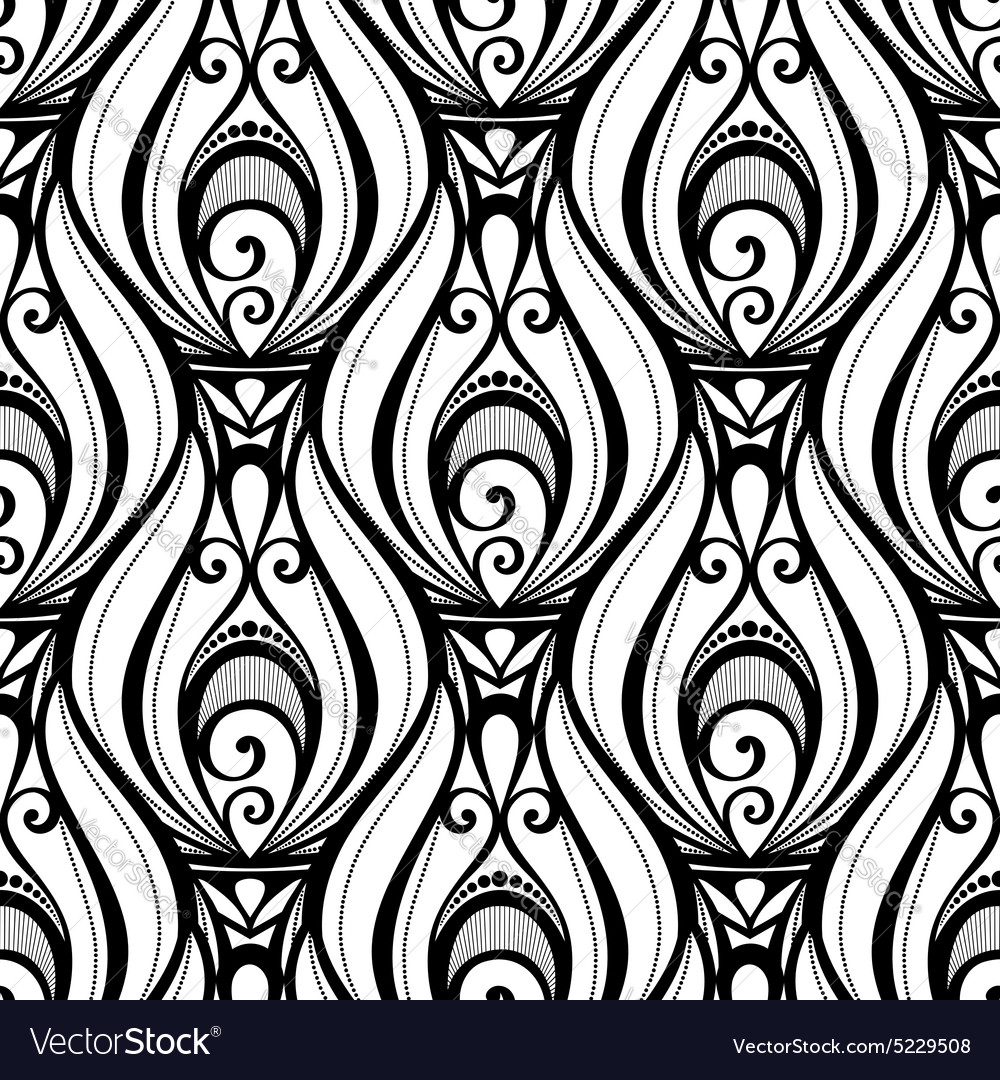 Seamless monochrome ornate pattern