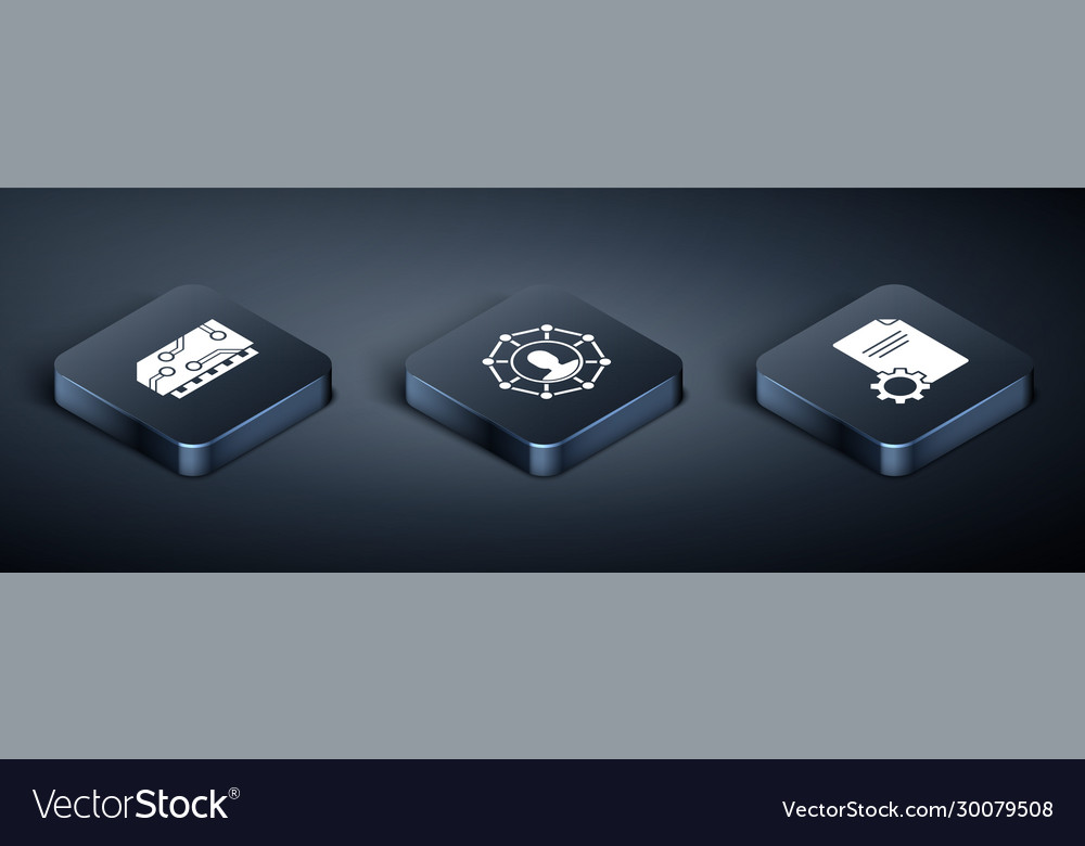 Set isometric ram random access memory file vector image Set isometric ram random access memory file