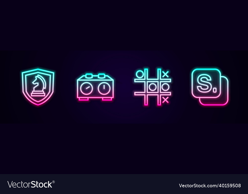 Set line chess time clock tic tac toe game vector image Set line chess time clock tic tac toe game
