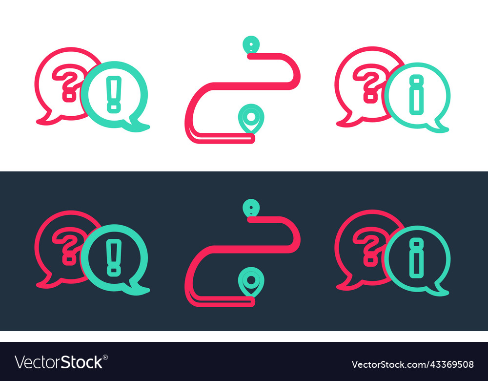 Set line question and exclamation route vector image Set line question and exclamation route
