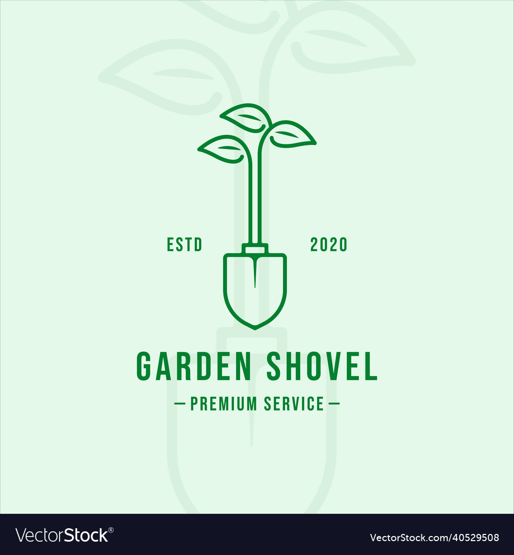 Shovel garden logo line art vintage minimalist vector image Shovel garden logo line art vintage minimalist