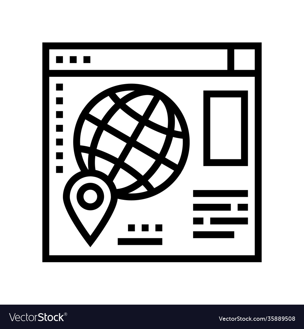 Web site map location line icon vector image Web site map location line icon