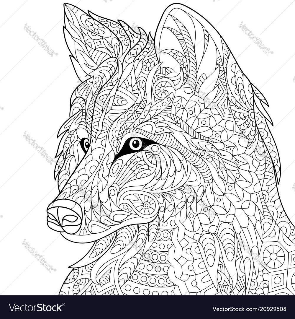 wolf coloring pages for adults