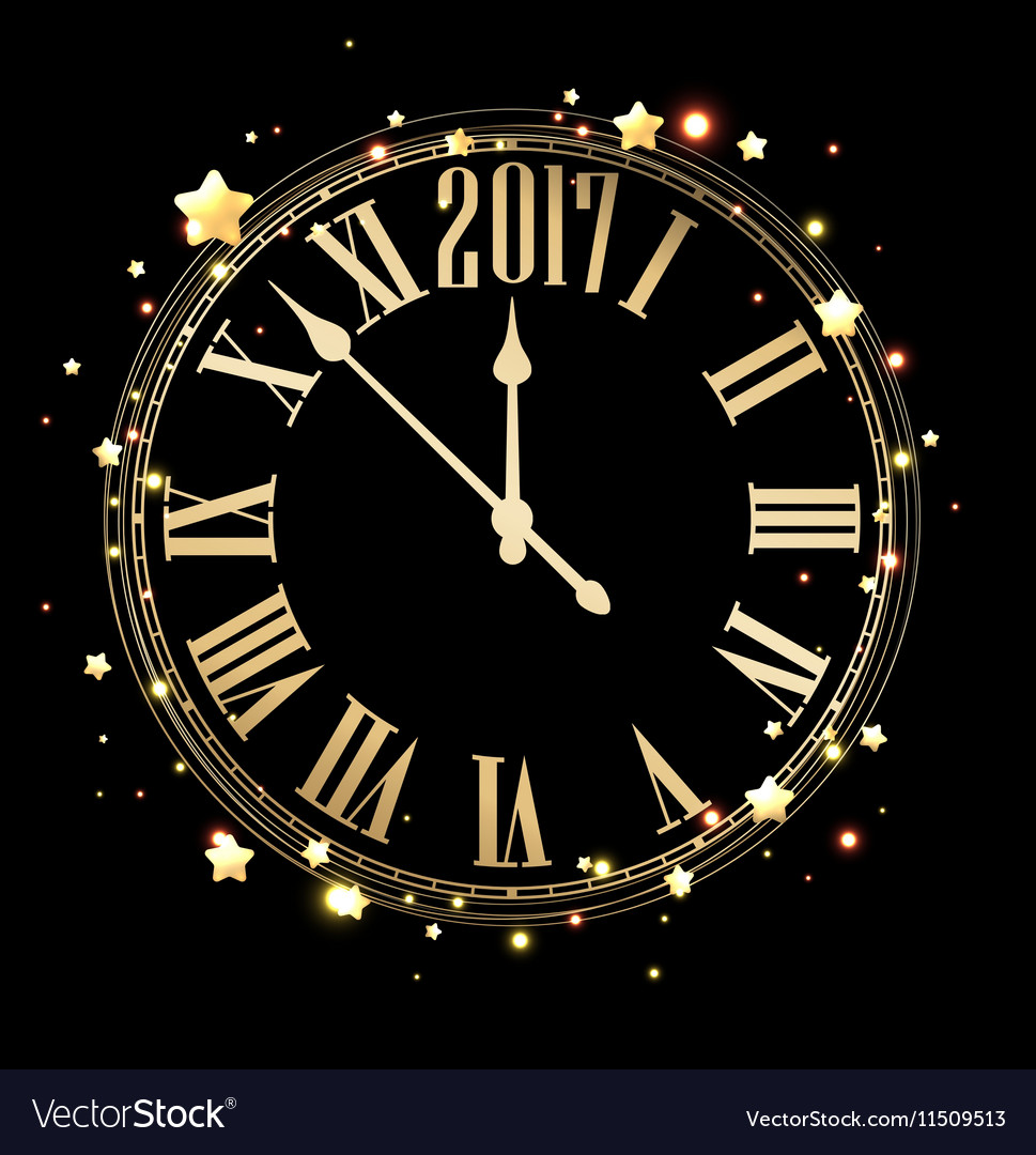2017 new year background with clock