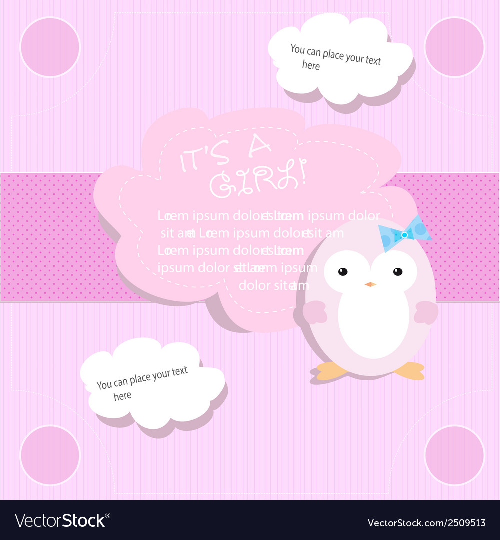 Baby Shower For Girl In Pink Tones With Penguin