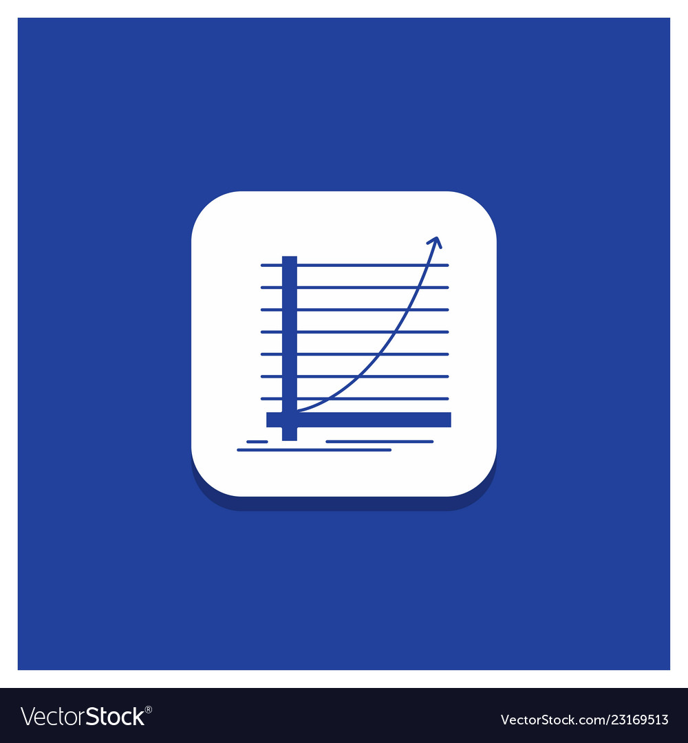 Blue round button for arrow chart curve vector image Blue round button for arrow chart curve