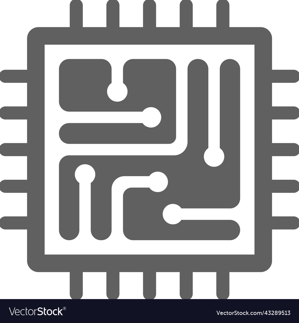 Board chip circuit computer icon gray graphics