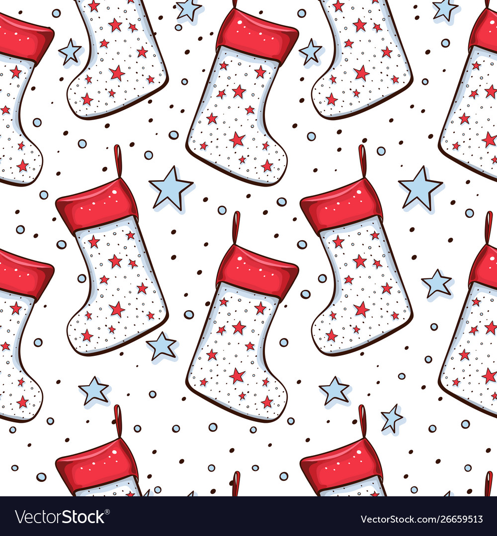 Christmas socks seamless pattern Royalty Free Vector Image